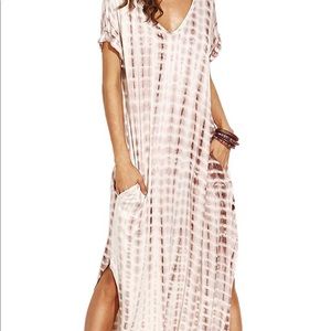 Brown and white tie dye maxi dress